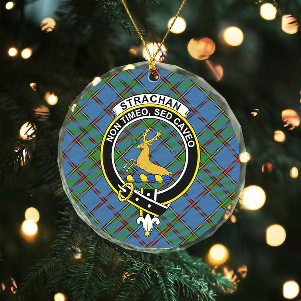 Strachan Ancient Clan Badge Tartan Glass Ornament