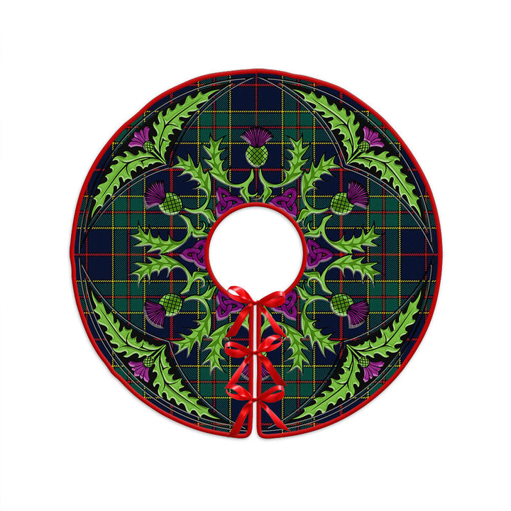 Strachan Modern Clan Badge Tartan Christmas Tree Skirt Scottish Thistle Design