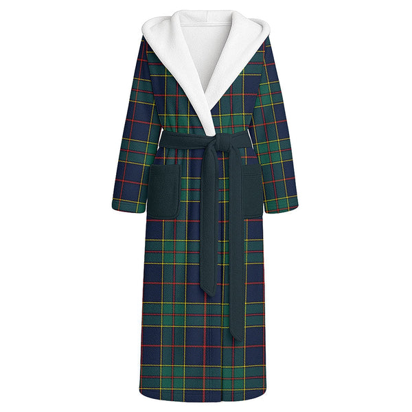 Strachan Modern Clan Badge Tartan Flannel Hooded Bathrobe
