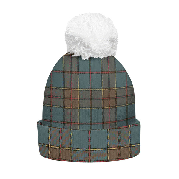 Strachan Weathered Clan Badge Tartan Bobble Beanie Hat