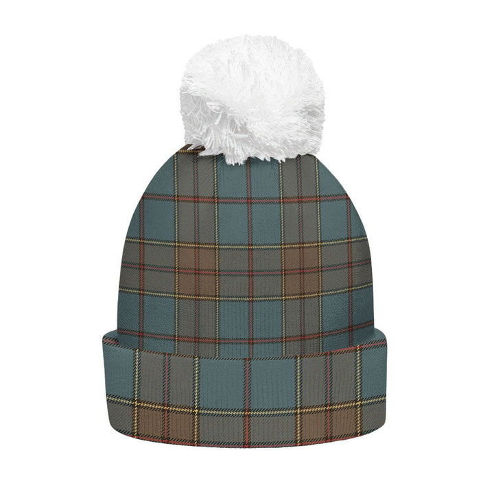 Strachan Weathered Clan Badge Tartan Bobble Beanie Hat