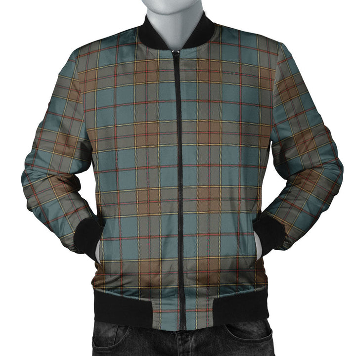 Strachan Weathered Clan Badge Tartan Bomber Jacket