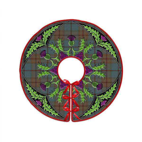 Strachan Weathered Clan Badge Tartan Christmas Tree Skirt Scottish Thistle Design