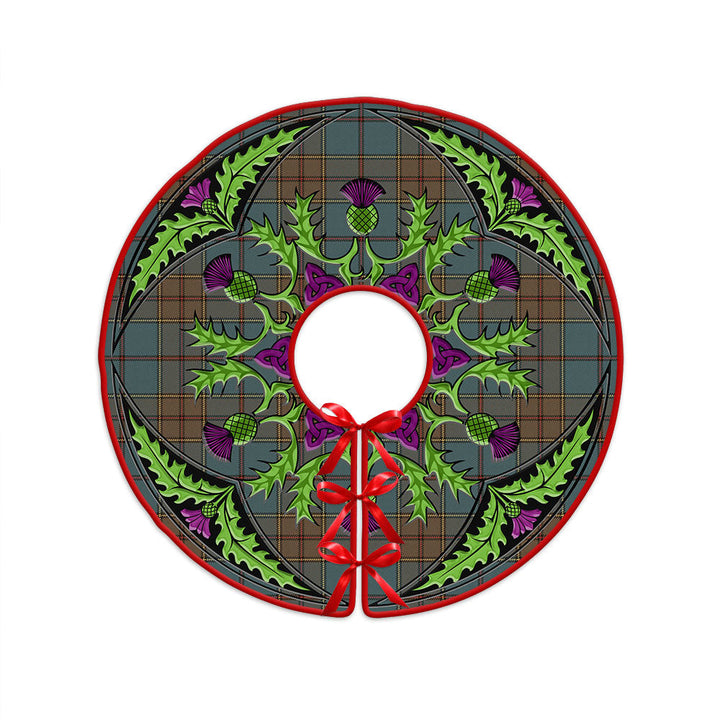 Strachan Weathered Clan Badge Tartan Christmas Tree Skirt Scottish Thistle Design