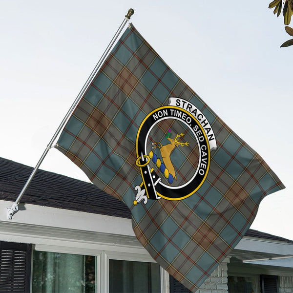 Strachan Weathered Clan Badge Tartan House Flag