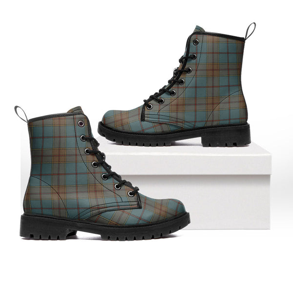 Strachan Weathered Clan Badge Tartan Leather Boots