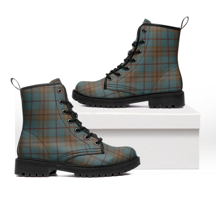 Strachan Weathered Clan Badge Tartan Leather Boots