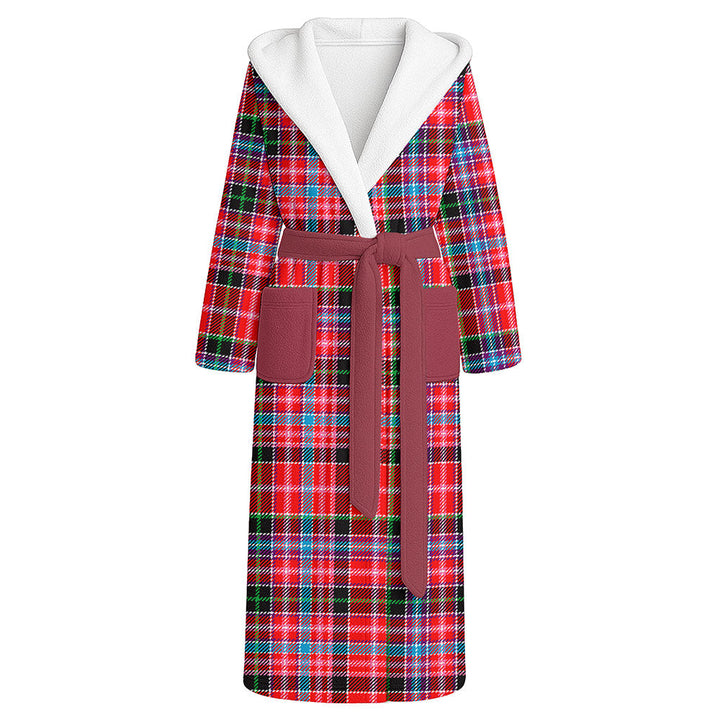 Straiton Clan Badge Tartan Flannel Hooded Bathrobe