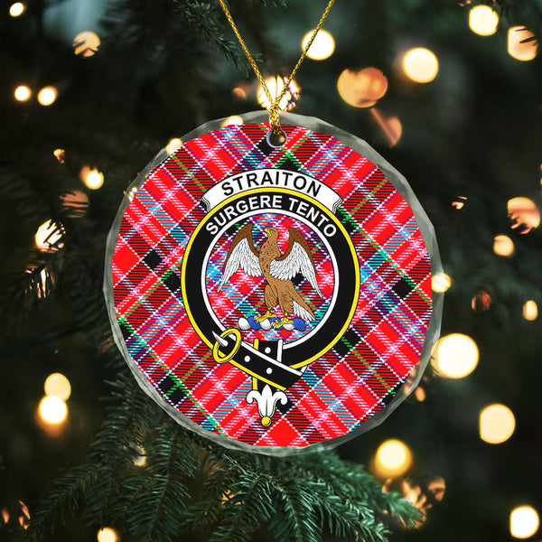 Straiton Clan Badge Tartan Glass Ornament