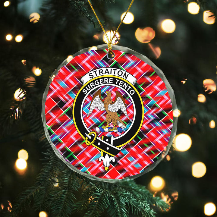 Straiton Clan Badge Tartan Glass Ornament