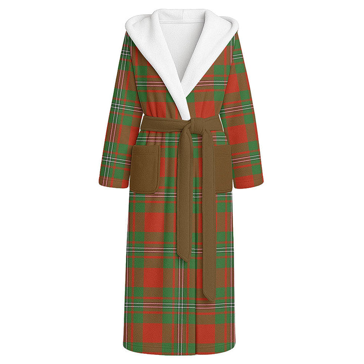 Strang Ancient Clan Badge Tartan Flannel Hooded Bathrobe