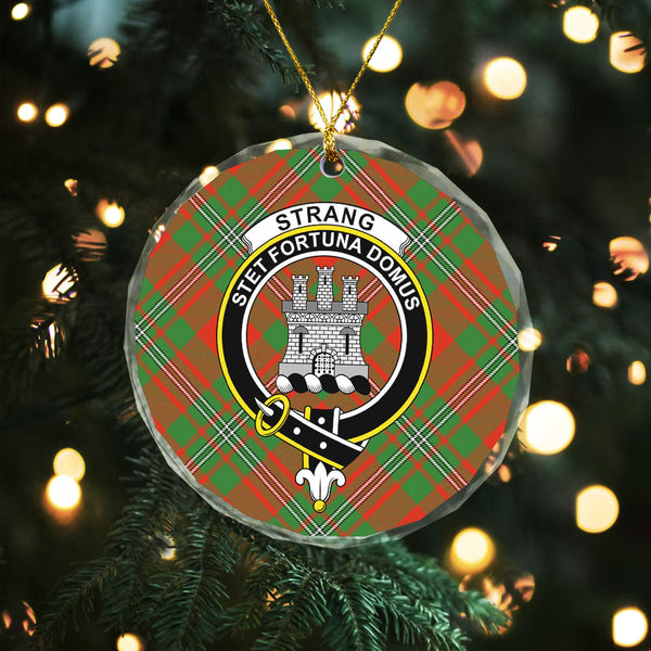 Strang Ancient Clan Badge Tartan Glass Ornament