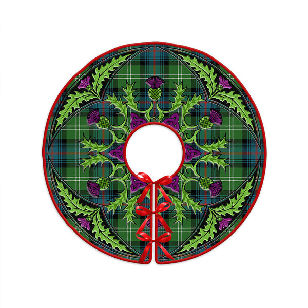 Sutherland Ancient Clan Badge Tartan Christmas Tree Skirt Scottish Thistle Design