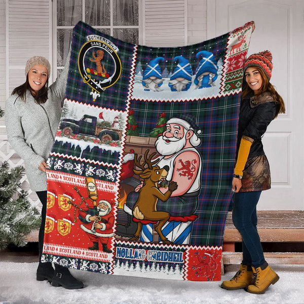 Sutherland Modern Clan Badge Tartan Blanket Scotland Santa Tattoo Christmas Comic Patchwork Style