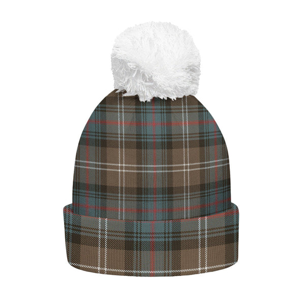 Sutherland Weathered Clan Badge Tartan Bobble Beanie Hat