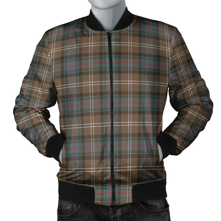 Sutherland Weathered Clan Badge Tartan Bomber Jacket