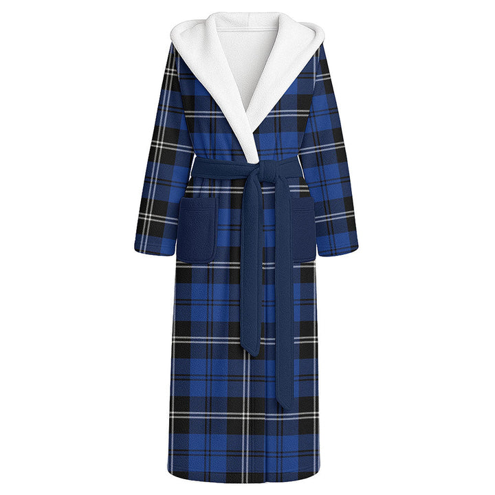 Swan Modern Clan Badge Tartan Flannel Hooded Bathrobe