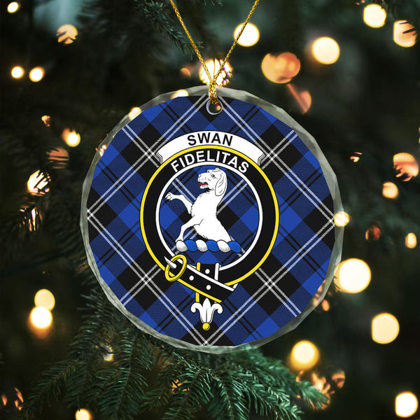 Swan Modern Clan Badge Tartan Glass Ornament