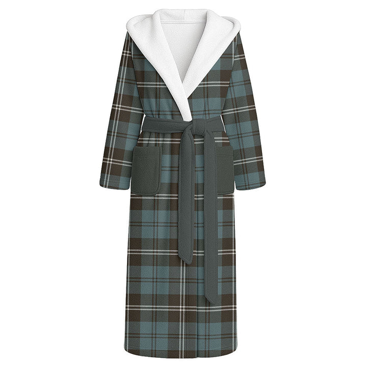 Swan Weathered Clan Badge Tartan Flannel Hooded Bathrobe