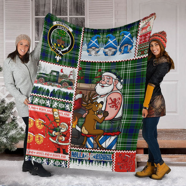 Swinton Clan Badge Tartan Blanket Scotland Santa Tattoo Christmas Comic Patchwork Style