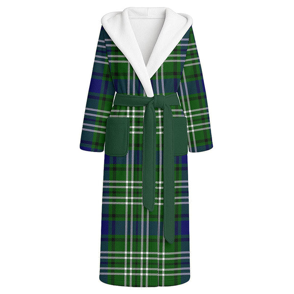 Swinton Clan Badge Tartan Flannel Hooded Bathrobe