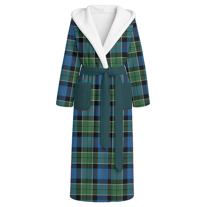 Syme Ancient Clan Badge Tartan Flannel Hooded Bathrobe