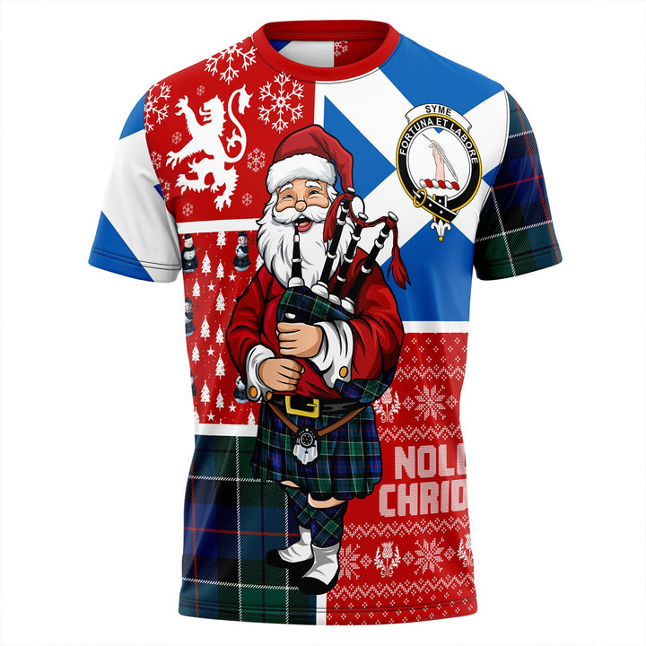 Syme Modern Clan Badge Tartan T-Shirt Scotland Christmas Santa