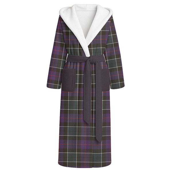 Syme Weathered Clan Badge Tartan Flannel Hooded Bathrobe
