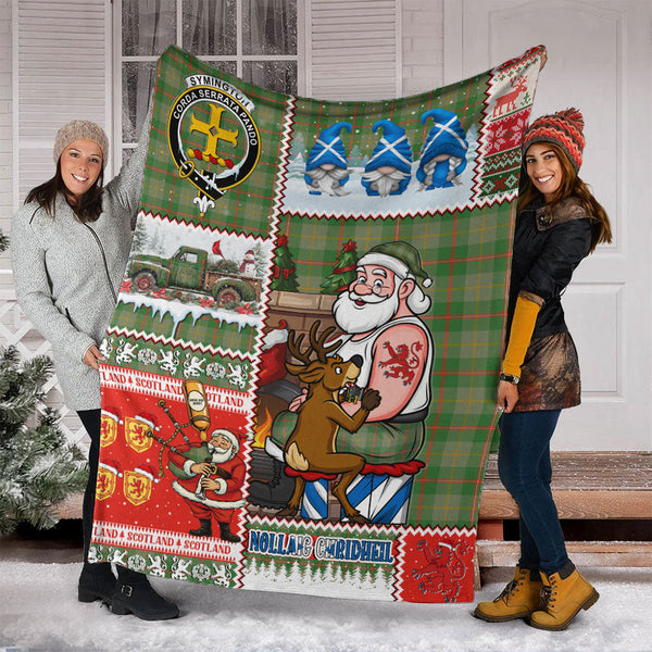 Symington Ancient Clan Badge Tartan Blanket Scotland Santa Tattoo Christmas Comic Patchwork Style