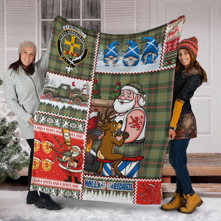 Symington Modern Clan Badge Tartan Blanket Scotland Santa Tattoo Christmas Comic Patchwork Style