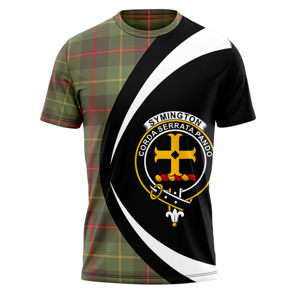 Symington Weathered Clan Badge Tartan T-Shirt Circle Style Personalized