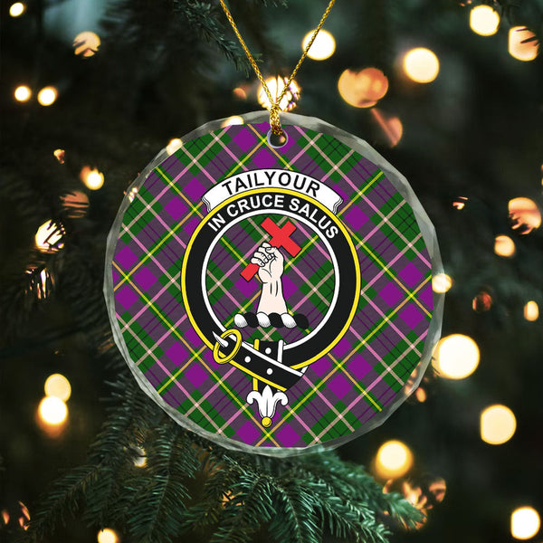 Tailyour Clan Badge Tartan Glass Ornament