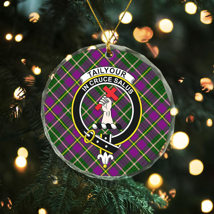 Tailyour Clan Badge Tartan Glass Ornament