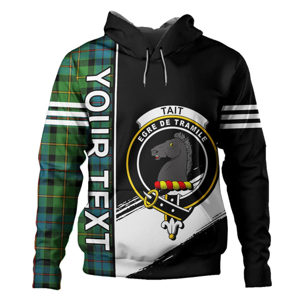 Tait Ancient Clan Badge Tartan Hoodie Quarter Style Personalized