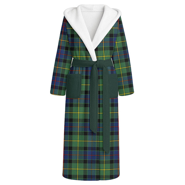 Tait Modern Clan Badge Tartan Flannel Hooded Bathrobe