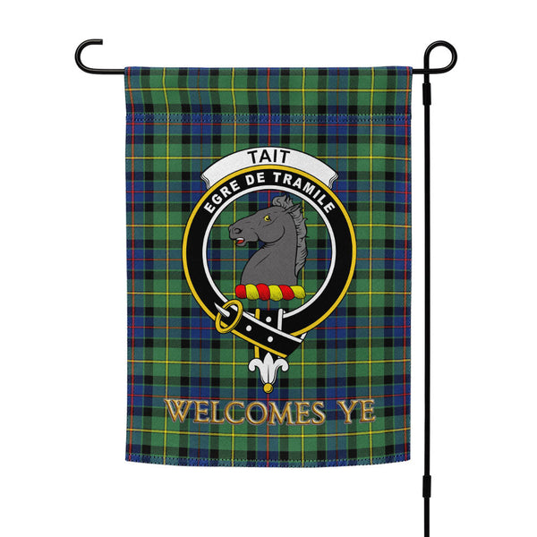 Tait Modern Clan Badge Tartan Garden Flag