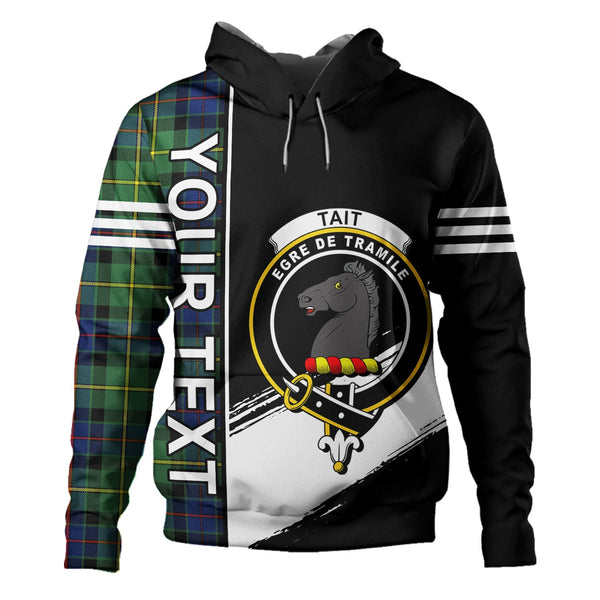 Tait Modern Clan Badge Tartan Hoodie Quarter Style Personalized