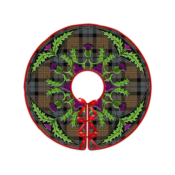 Tait Weathered Clan Badge Tartan Christmas Tree Skirt Scottish Thistle Design