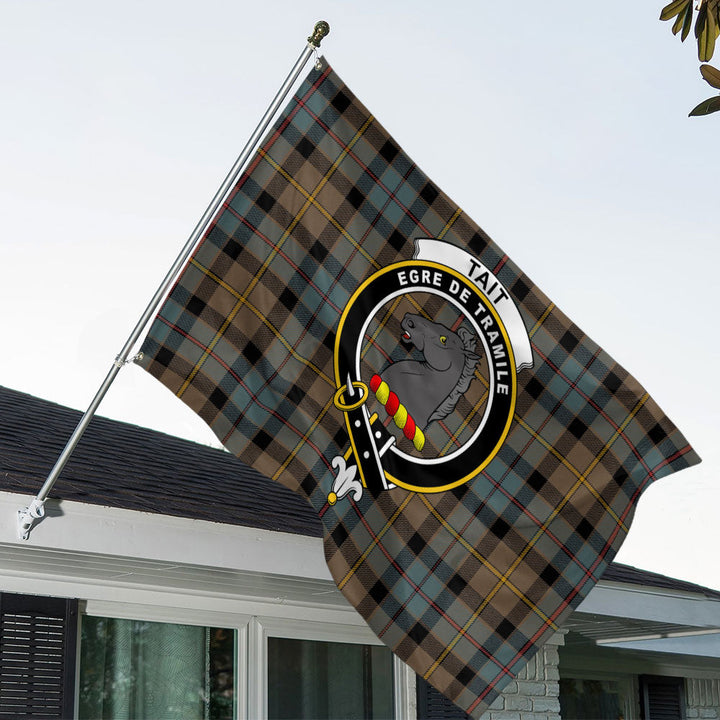 Tait Weathered Clan Badge Tartan House Flag