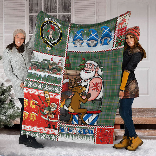 Taylor Weathered Clan Badge Tartan Blanket Scotland Santa Tattoo Christmas Comic Patchwork Style