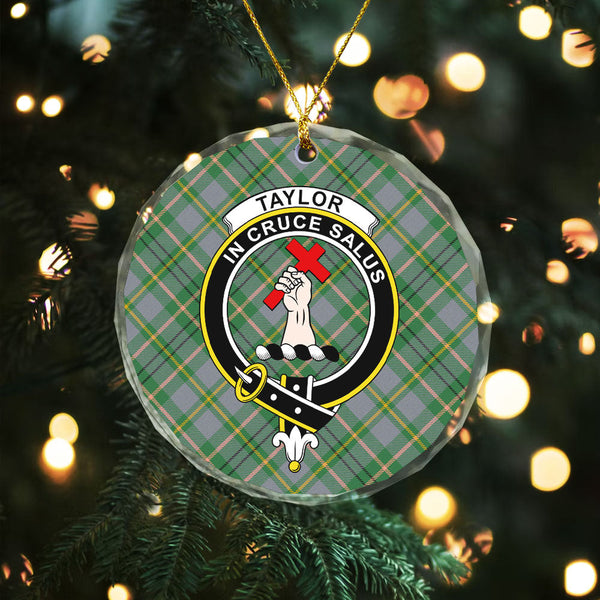 Taylor Weathered Clan Badge Tartan Glass Ornament