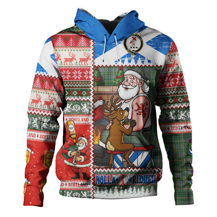 Taylor Weathered Clan Badge Tartan Hoodie Scottish Santa Tattoo Christmas Comic Patchwork Style