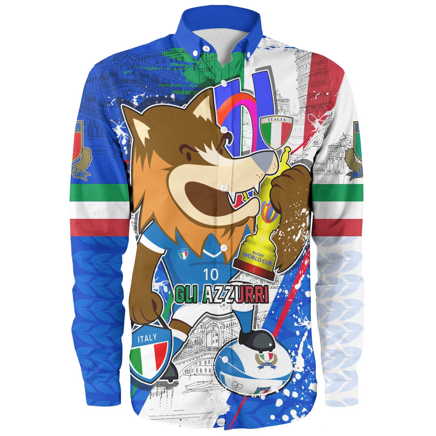 Italy Rugby Long Sleeve Shirt Custom Italy Rugby X RWC 2023 Gli Azzurri ...
