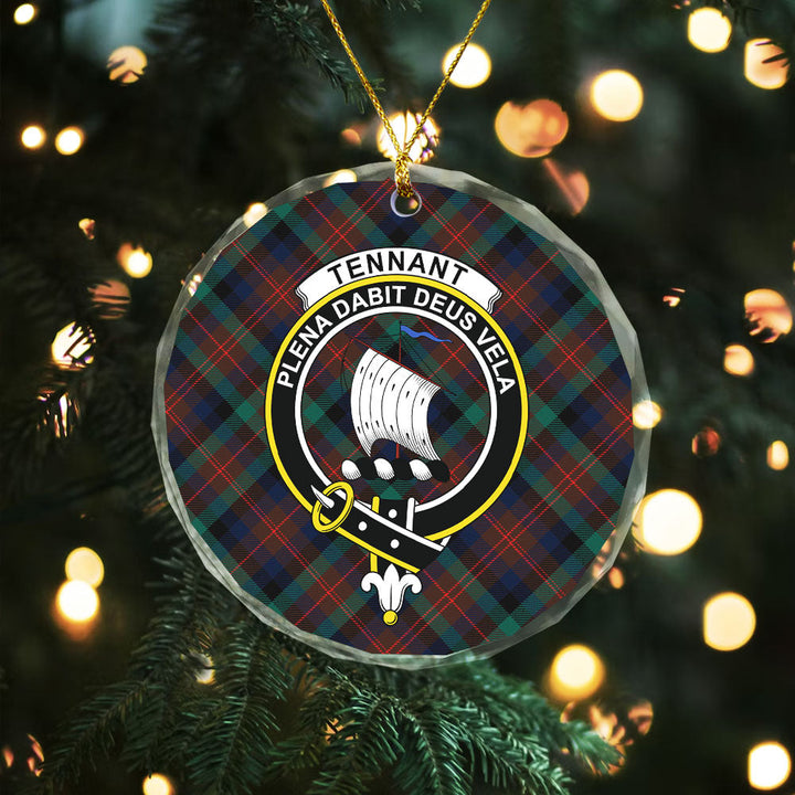 Tennant Modern Clan Badge Tartan Glass Ornament