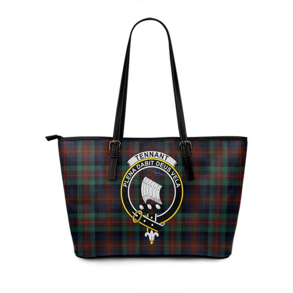 Tennant Modern Clan Badge Tartan Leather Tote Bag