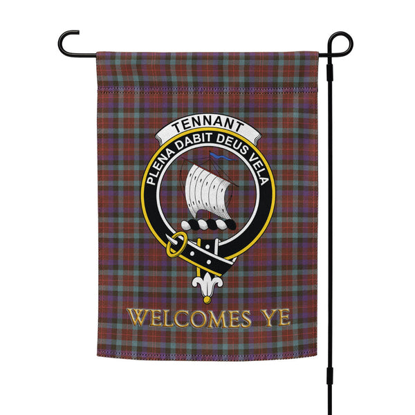 Tennant Weathered Clan Badge Tartan Garden Flag