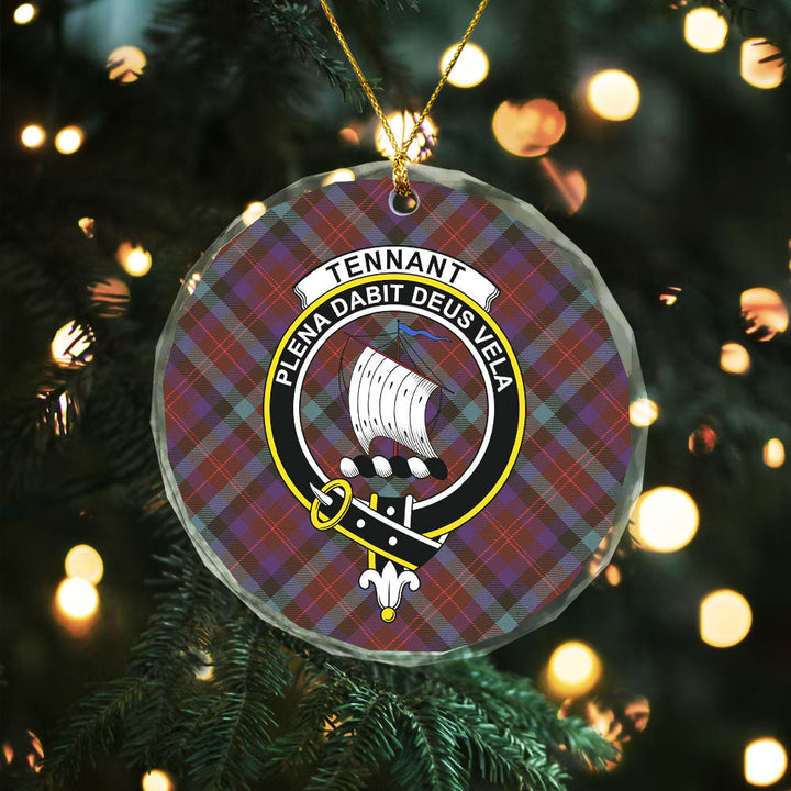 Tennant Weathered Clan Badge Tartan Glass Ornament