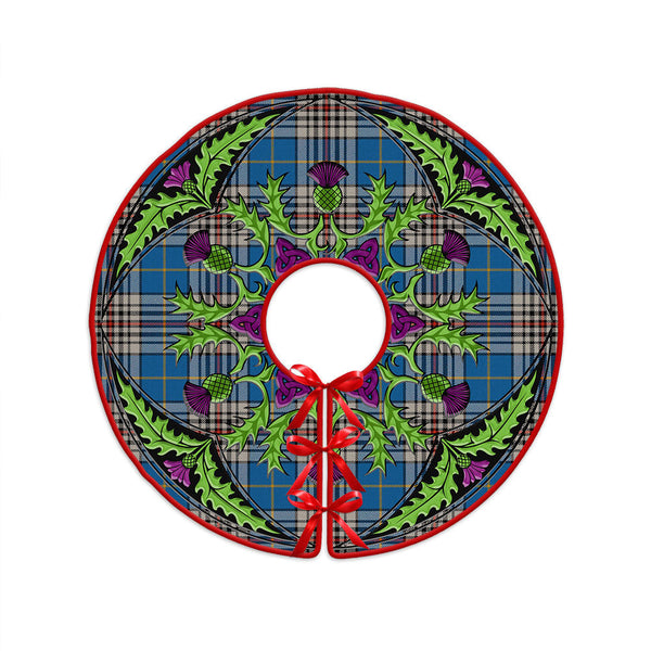 Thompson Variant (Thomson Variant) Ancient Clan Badge Tartan Christmas Tree Skirt Scottish Thistle Design