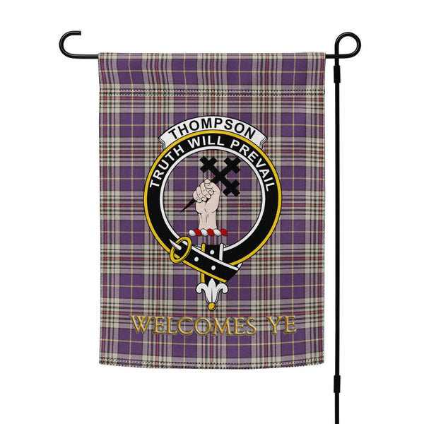 Thompson Variant (Thomson Variant) Weathered Clan Badge Tartan Garden Flag