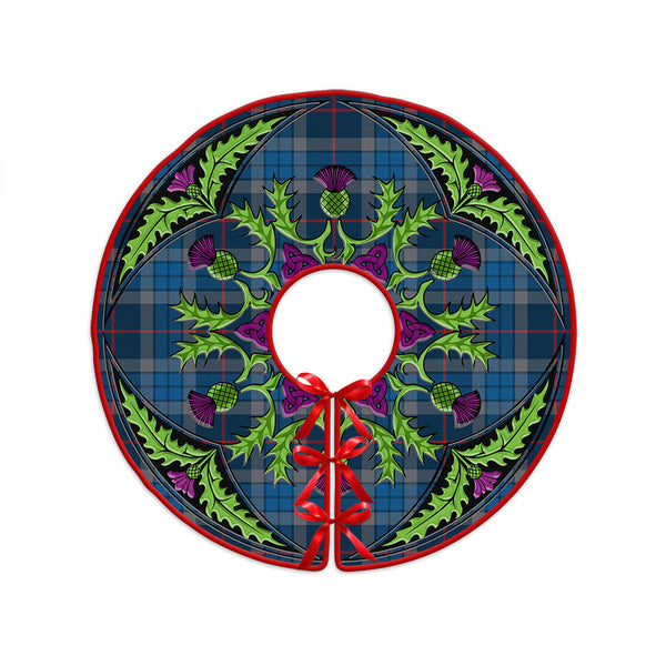 Thorburn (Thurburn) Modern Clan Badge Tartan Christmas Tree Skirt Scottish Thistle Design